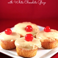 Maraschino Cherry Cupcakes with White Chocolate Glaze