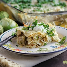 Salsa Verde Chicken Enchilada Stack