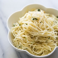 Angel Hair Pasta with Garlic Herbs and Parmesan