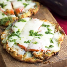 Pesto & Fried Eggplant Flatbread