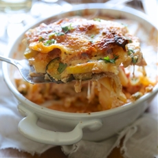 Easy burrata and summer squash lasagna