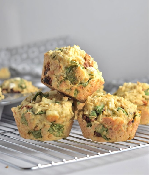 Skinny Spinach, Feta & SunDried Tomato Muffins recipe Chefthisup