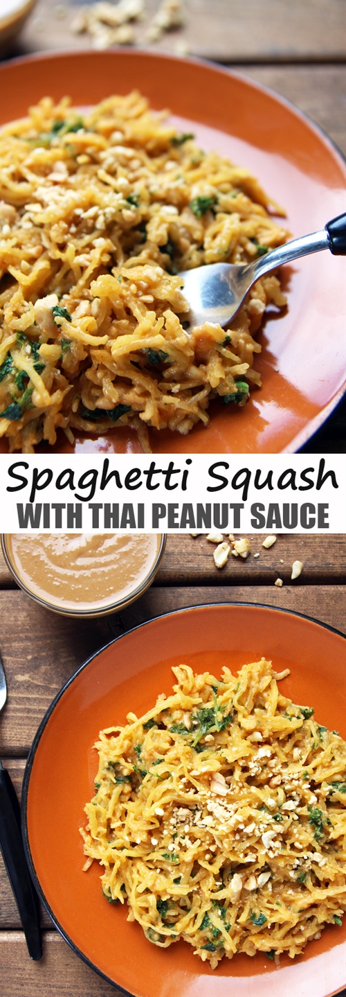Thai Peanut Sauce Spaghetti Squash recipe Chefthisup