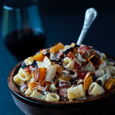 Roasted Butternut Squash Creamy Goat Cheese Pasta