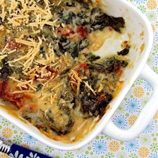 Baked Fontina and Kale with Sun-Dried Tomatoes
