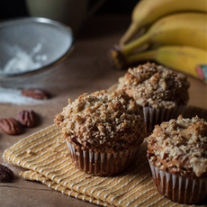 Peanut Banana Muffins with Pecan Streusel